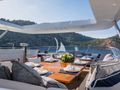NEW WAVES Benetti Fast 140 - sun deck alfresco dining set up NEW WAVES Benetti Fast 140 - sun deck alfresco dining set up