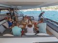 NIKA ONE Fountaine Pajot Samana 59 - guests on the aft deck NIKA ONE Fountaine Pajot Samana 59 - guests on the aft deck
