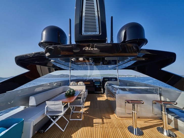 NIKITA Riva Corsaro 100 - sundeck lounge,dining,and bar area NIKITA Riva Corsaro 100 - sundeck lounge,dining,and bar area