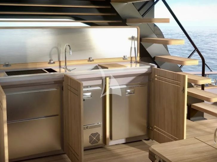 NIRVANA Cranchi Sessantasette 67 - aft deck kitchenette NIRVANA Cranchi Sessantasette 67 - aft deck kitchenette