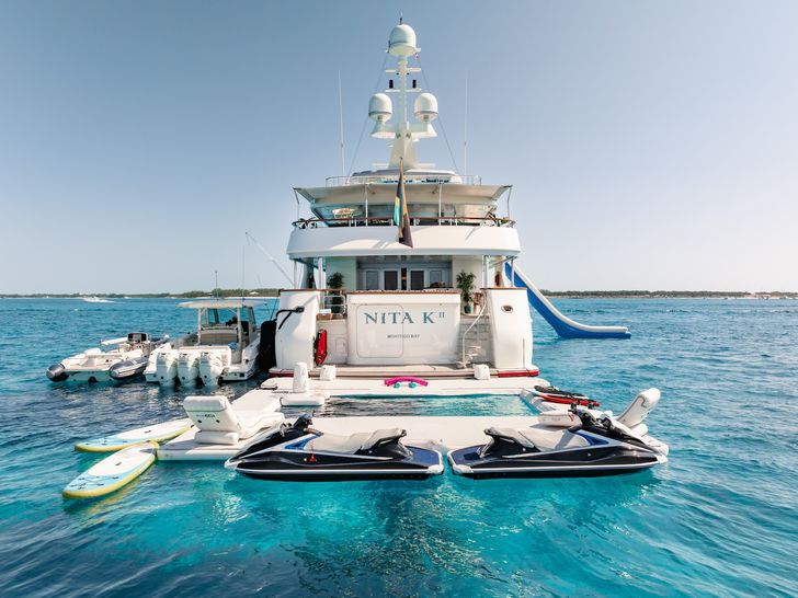 NITA K II Amels 52m - aft shot with the water toys NITA K II Amels 52m - aft shot with the water toys