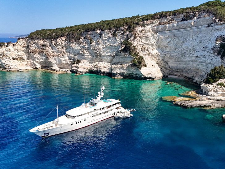 NITA K II Amels 52m - anchored near the cliff NITA K II Amels 52m - anchored near the cliff