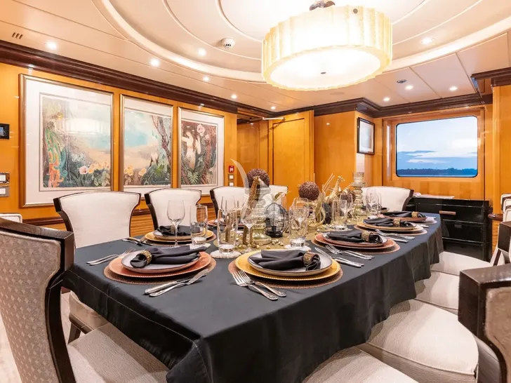 NITA K II Amels 52m - indoor formal dining set up NITA K II Amels 52m - indoor formal dining set up