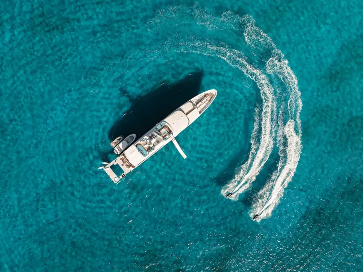 NITA K II Amels 52m - top aerial shot cruising NITA K II Amels 52m - top aerial shot cruising