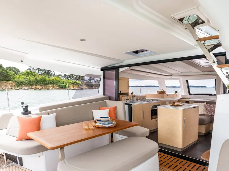 NN Fountaine Pajot New 44 - aft deck alfresco dining area NN Fountaine Pajot New 44 - aft deck alfresco dining area