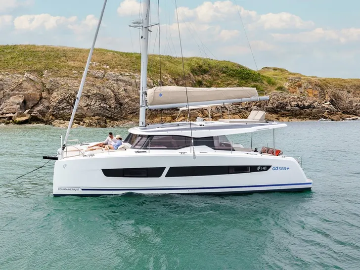 NN Fountaine Pajot New 44 - anchored side profile NN Fountaine Pajot New 44 - anchored side profile
