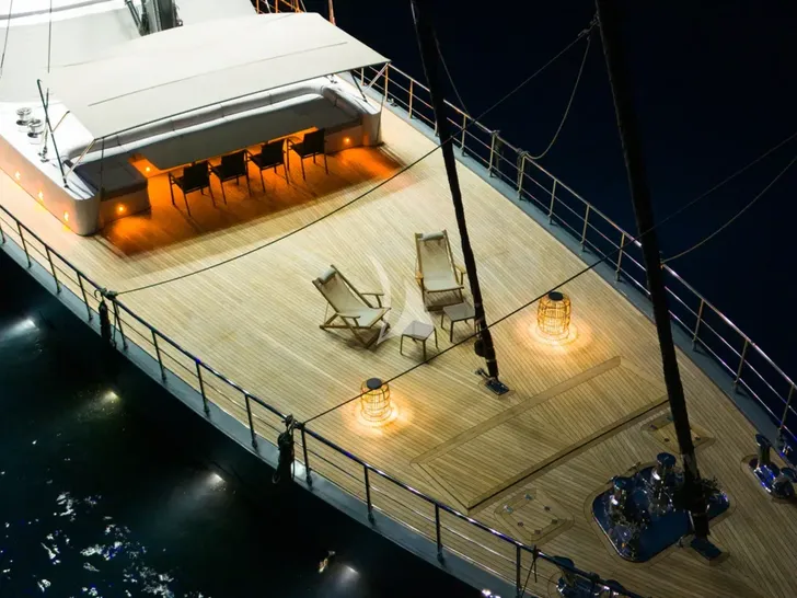 NORTH WIND Sokmen Kardesler 44m - foredeck at night NORTH WIND Sokmen Kardesler 44m - foredeck at night