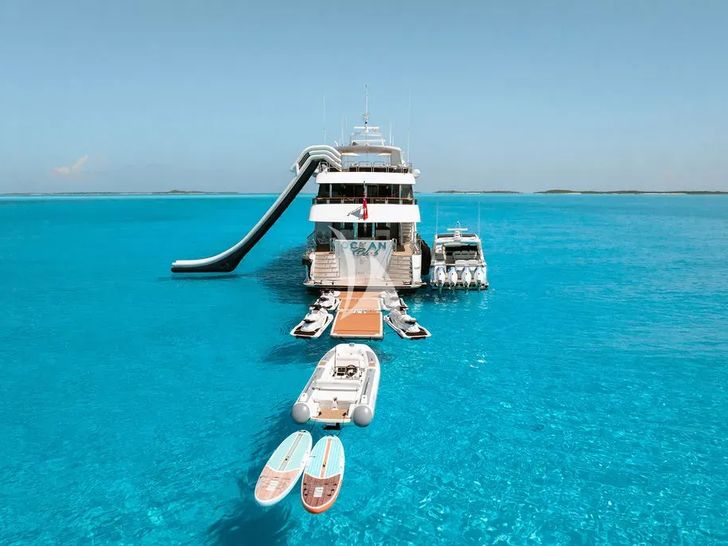 OCEAN CLUB Trinity Yachts 164 - anchored with the water toys OCEAN CLUB Trinity Yachts 164 - anchored with the water toys