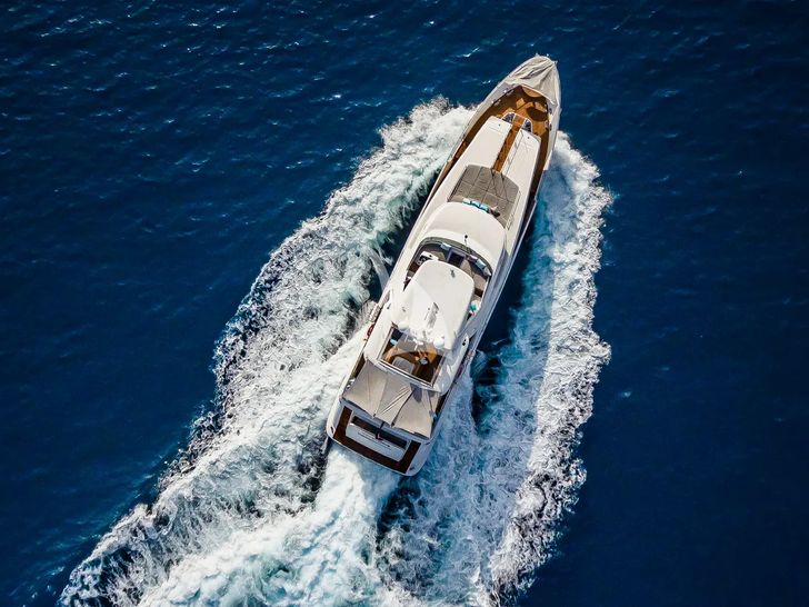 OCEAN DRIVE Benetti Delfino 92 - aerial shot cruising OCEAN DRIVE Benetti Delfino 92 - aerial shot cruising