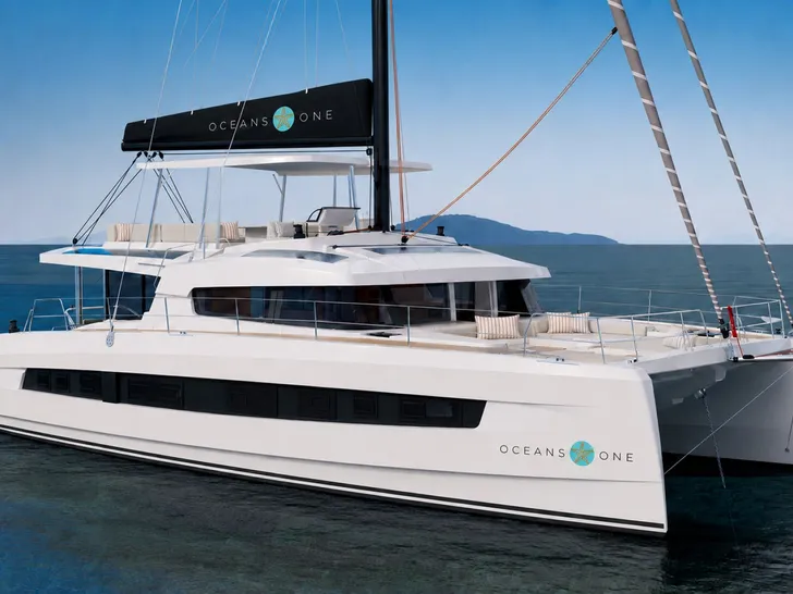 OCEANS ONE Bali 5.8 - side view of luxury sailing catamaran OCEANS ONE Bali 5.8 - side view of luxury sailing catamaran