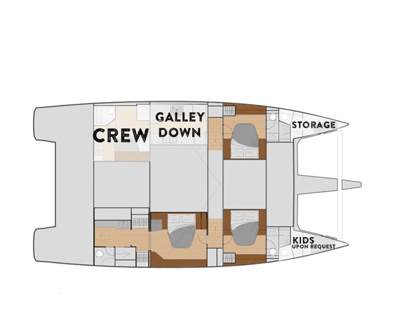 Layout for OHANA Fountaine Pajot Samana 59 - cabin layout