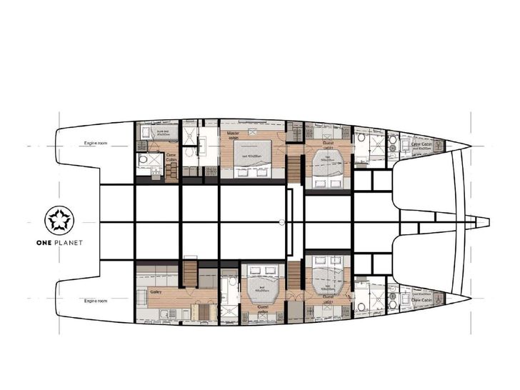 ONE PLANET Sunreef 70 Eco - cabin layout ONE PLANET Sunreef 70 Eco - cabin layout