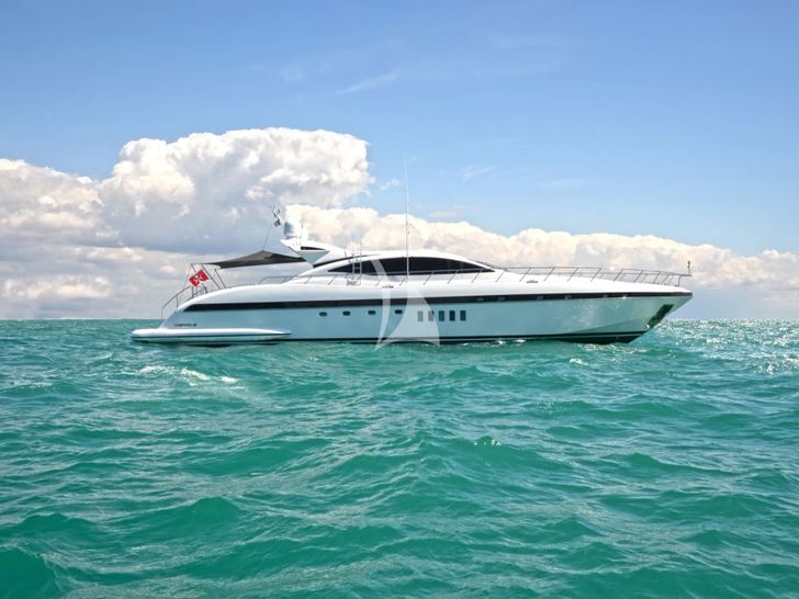 ONLY ONE Overmarine Mangusta 92 - anchored side profile ONLY ONE Overmarine Mangusta 92 - anchored side profile