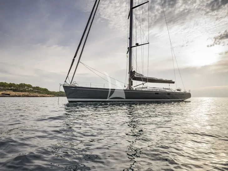 ONYX Nautor`s Swan 100s - anchored under the sunset ONYX Nautor`s Swan 100s - anchored under the sunset