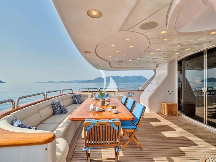 OPTION B Benetti Classic 121 - aft deck seating and dining area OPTION B Benetti Classic 121 - aft deck seating and dining area