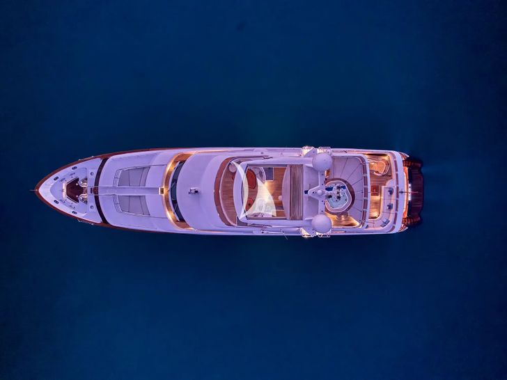 OPTION B Benetti Classic 121 - top aerial shot at night OPTION B Benetti Classic 121 - top aerial shot at night