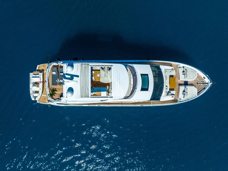 OREGGIA Sunseeker 76 Yacht top aerial shot
