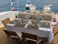 ORION I Mangusta 92 - aft alfresco dining set up ORION I Mangusta 92 - aft alfresco dining set up