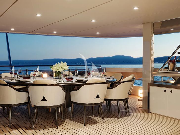 ORION Heesen 50m Aluminium FDHF - sky deck alfresco dining area ORION Heesen 50m Aluminium FDHF - sky deck alfresco dining area