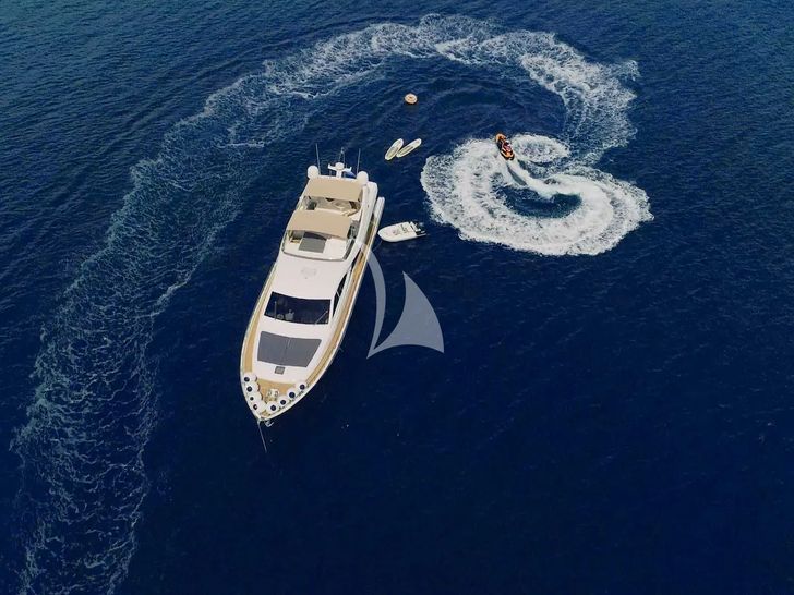 ORLANDO L Ferretti 780 - aerial shot with the water toys ORLANDO L Ferretti 780 - aerial shot with the water toys