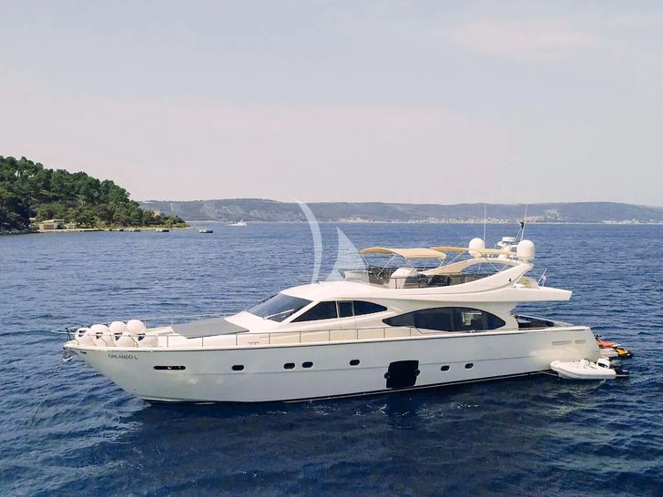 ORLANDO L Ferretti 780 - anchored with the tender ORLANDO L Ferretti 780 - anchored with the tender