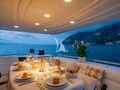 PAMPERO Ferretti 760 - aft dining set up PAMPERO Ferretti 760 - aft dining set up