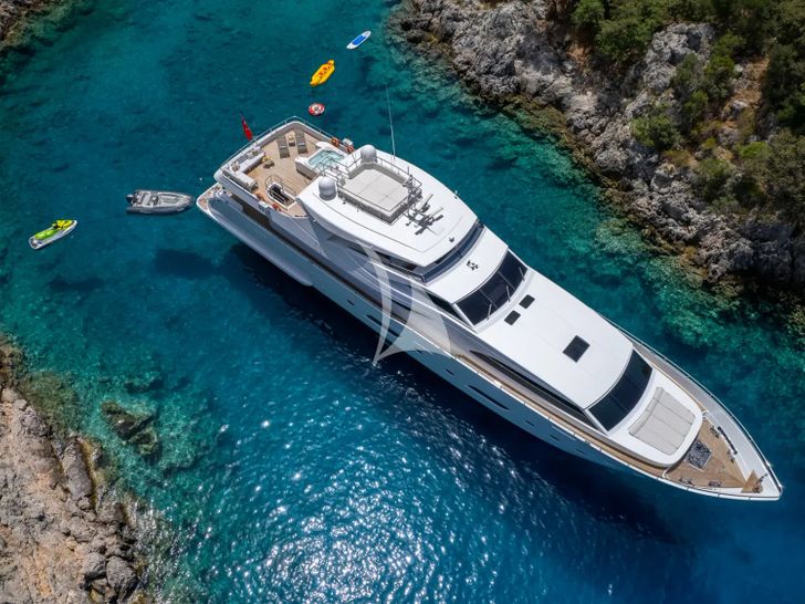 PANFELISS Mengi Yay 37m - anchored with the water toys PANFELISS Mengi Yay 37m - anchored with the water toys