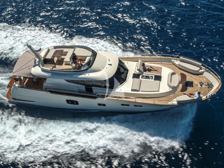 PANTA REI Monachus 70 Fly - cruising aerial shot PANTA REI Monachus 70 Fly - cruising aerial shot