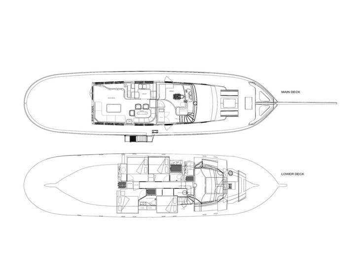 PAREA Custom Motor Sailer 28m - salon and cabin layout PAREA Custom Motor Sailer 28m - salon and cabin layout