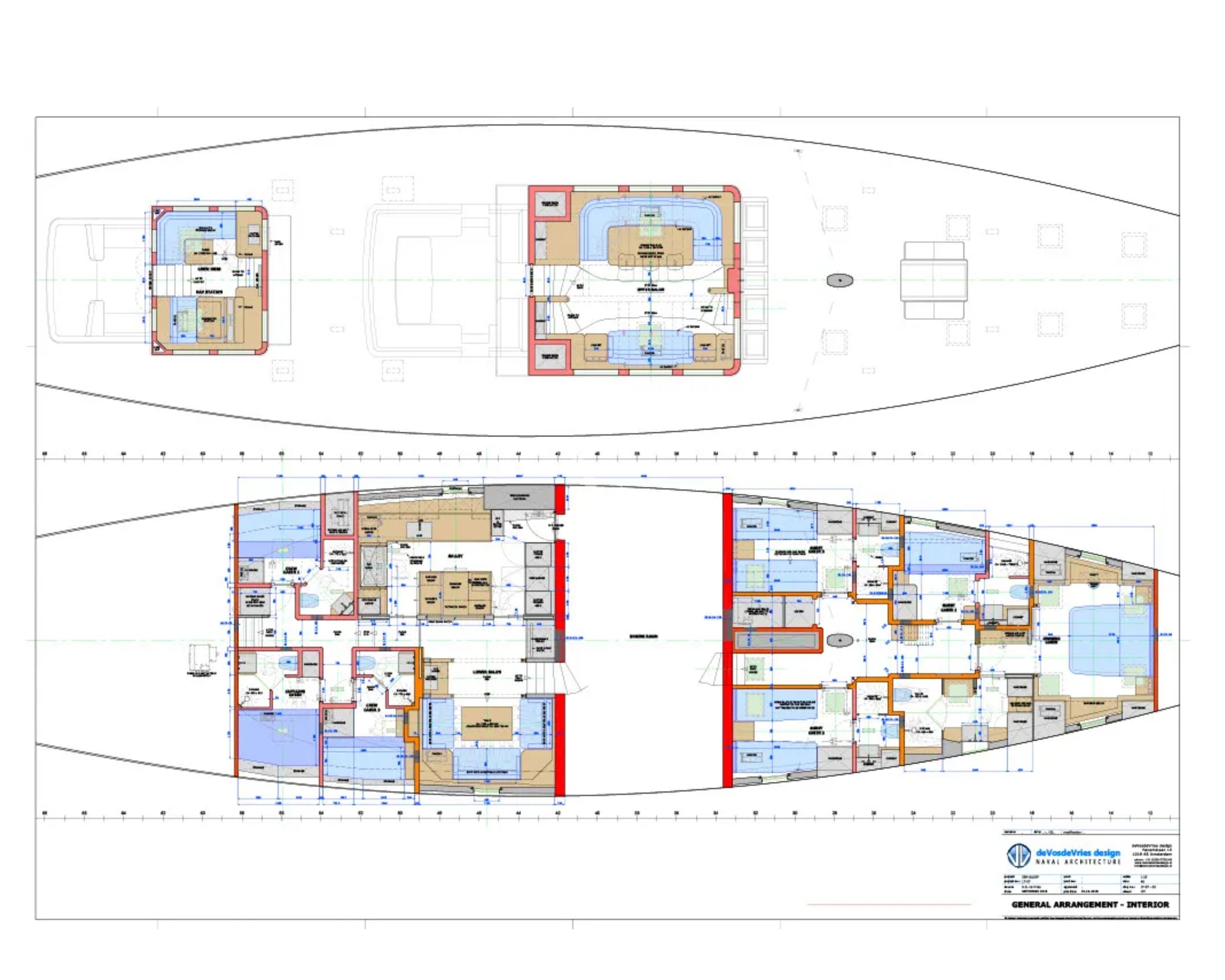 Layout for PERSEVERANCE 1 Baltic 36m - decks and cabin layout
