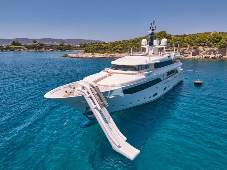 PHOTON CRN Ancona 43 - anchored with the water slide set up PHOTON CRN Ancona 43 - anchored with the water slide set up