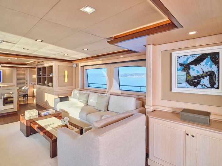 PHOTON CRN Ancona 43 - main saloon couch and window PHOTON CRN Ancona 43 - main saloon couch and window