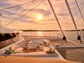 PIXIE Fountaine Pajot Alegria 67 foredeck under the sunset