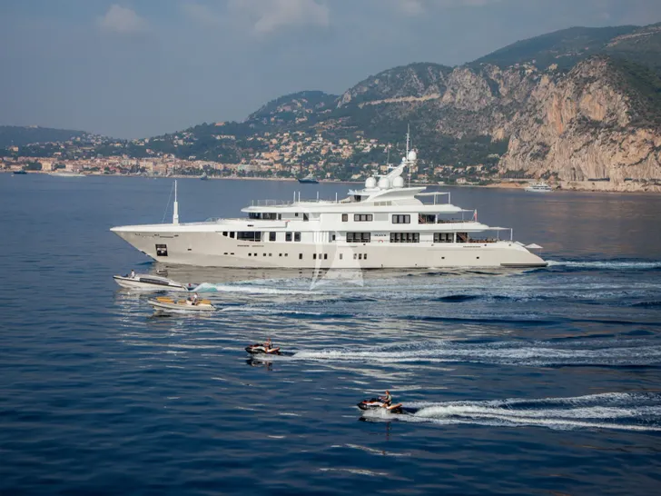 PLAN B ADM 73m - cruising with tenders and jet skis PLAN B ADM 73m - cruising with tenders and jet skis