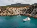 PLAY THE GAME Sunseeker 28m - anchored near an island PLAY THE GAME Sunseeker 28m - anchored near an island