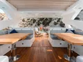 PLAY THE GAME Sunseeker 28m - flybridge seating and dining area PLAY THE GAME Sunseeker 28m - flybridge seating and dining area