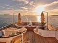 PROMETHEUS I Heesen 45m flybridge seating area and bar under the sunset PROMETHEUS I Heesen 45m flybridge seating area and bar under the sunset