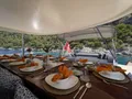 QUEEN OF MAKRI Custom Sailing Yacht 40m - formal dining set up QUEEN OF MAKRI Custom Sailing Yacht 40m - formal dining set up