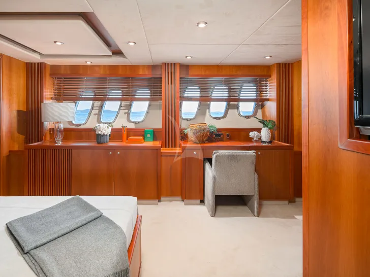QUANTUM Sunseeker Predator 108 Crewed Motor Yacht Master Cabin Study QUANTUM Sunseeker Predator 108 Crewed Motor Yacht Master Cabin Study