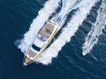 QUO VADIS I Ferretti 760 - aerial shot cruising with the tender QUO VADIS I Ferretti 760 - aerial shot cruising with the tender
