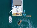 QUO VADIS I Ferretti 760 - aft aerial shot with the water toys QUO VADIS I Ferretti 760 - aft aerial shot with the water toys