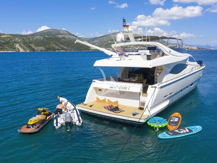 QUO VADIS I Ferretti 760 - anchored with the water toys QUO VADIS I Ferretti 760 - anchored with the water toys