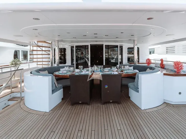 RARE FIND Proteksan Turquoise 55m - sky deck alfresco dining area RARE FIND Proteksan Turquoise 55m - sky deck alfresco dining area
