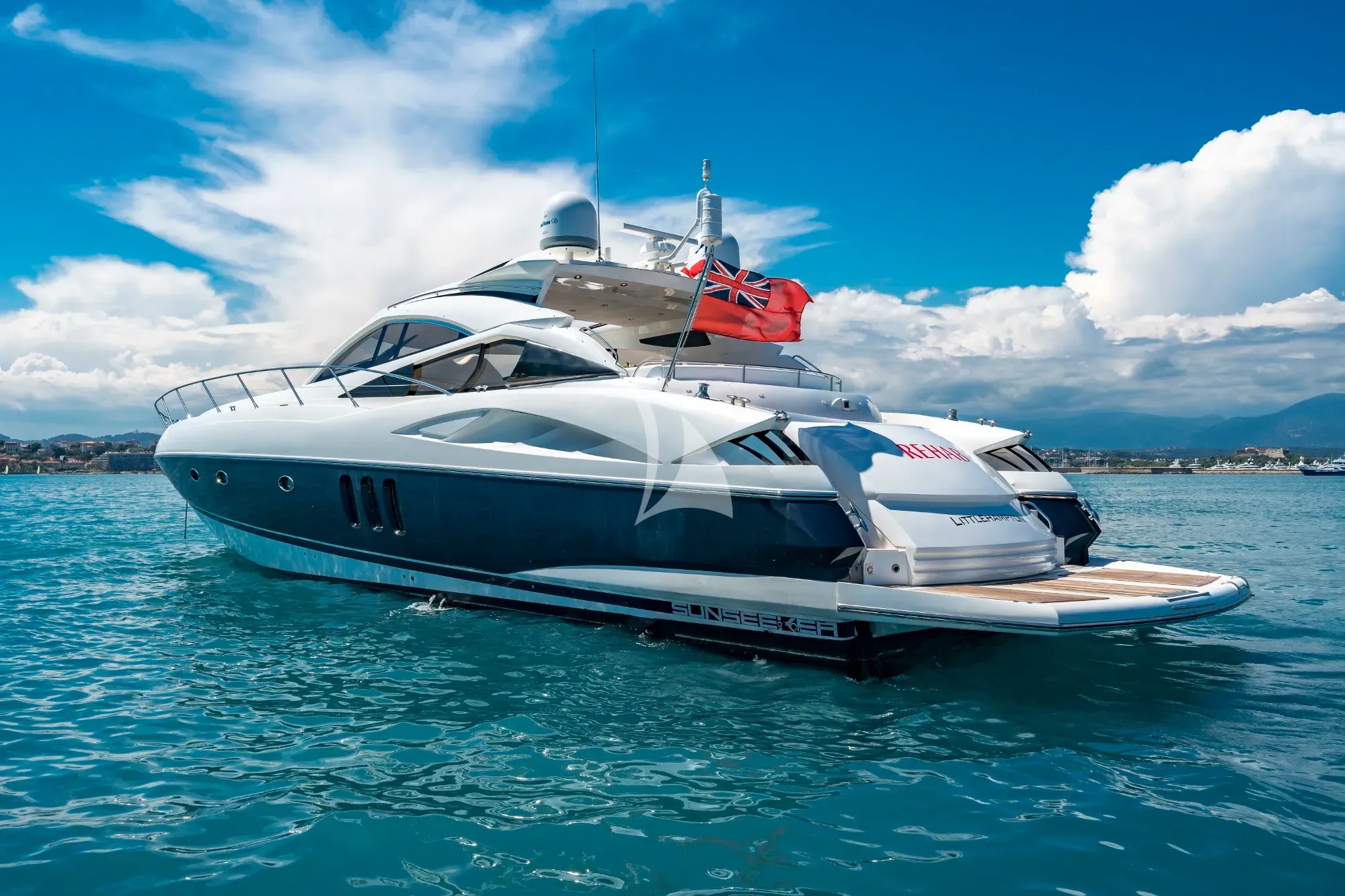 REHAB Sunseeker Predator 68 - anchored aft shot