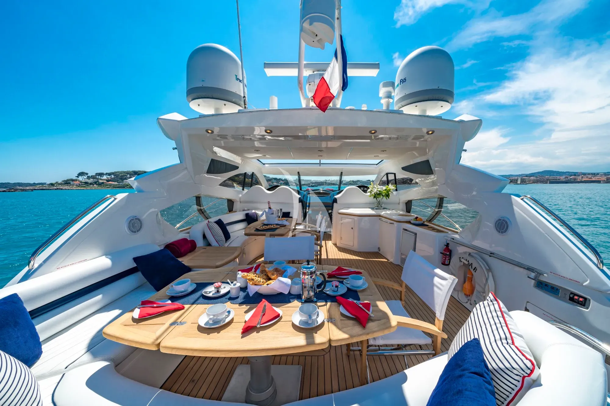 REHAB Sunseeker Predator 68 - upper deck alfresco dining area