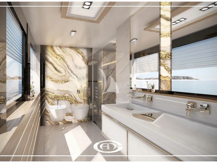 RENATA Cerri Cantieri Navali 40m - master cabin bathroom RENATA Cerri Cantieri Navali 40m - master cabin bathroom