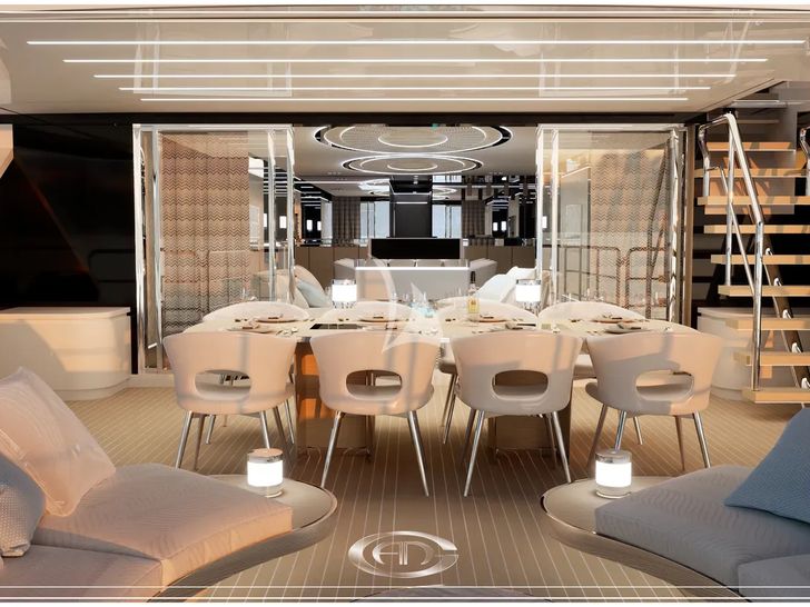 RENATA Cerri Cantieri Navali 40m - skydeck alfresco dining RENATA Cerri Cantieri Navali 40m - skydeck alfresco dining