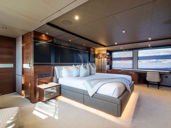 RESTLESS Princess 35m - master cabin wider view RESTLESS Princess 35m - master cabin wider view