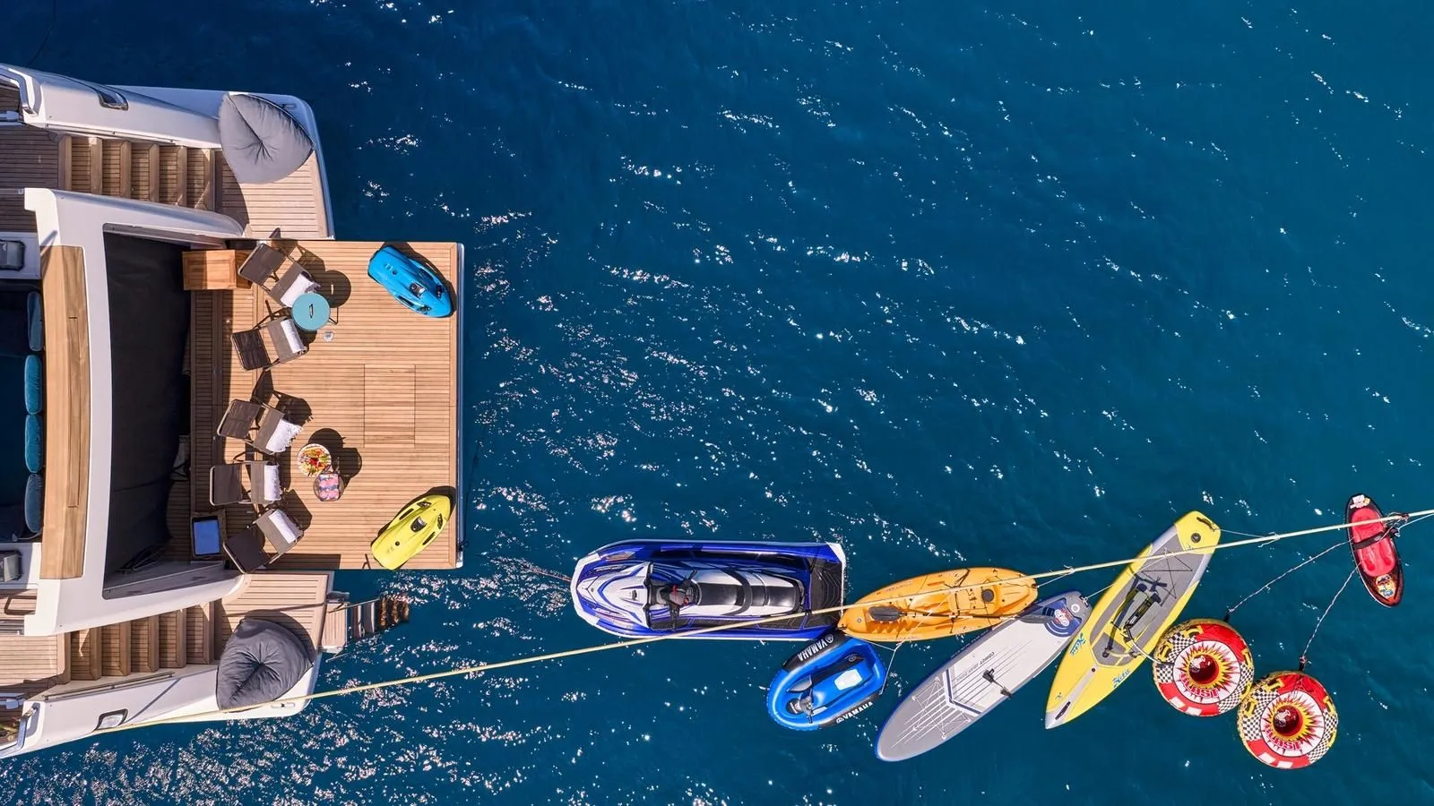 RIANA II Sanlorenzo SL118 - top aft shot with the water toys