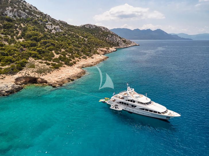 RIVA I Benetti Classic 120 - anchored near an island RIVA I Benetti Classic 120 - anchored near an island